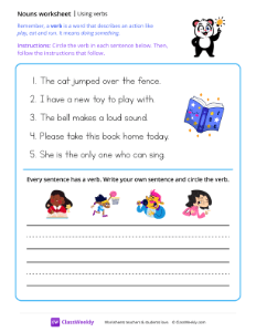 Writing verbs - Think-worksheet