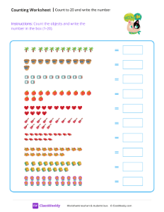 Counting Objects (1-20) - Cat Meow-worksheet