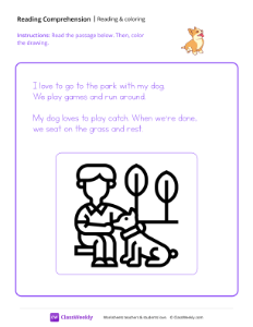 Read and Color - Playful Pup-worksheet