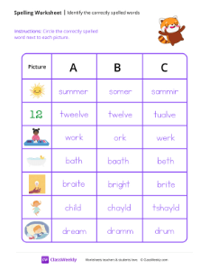 Identify the Correctly Spelled Words - Rest-worksheet