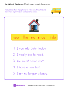 worksheet-Find-the-sight-words-in-the-sentences---School-Bus