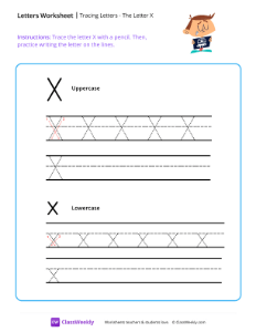 Tracing Letters - The Letter X-worksheet