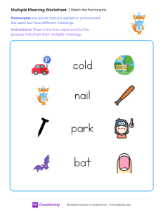 worksheet-Match-the-homonyms---Cold-fox