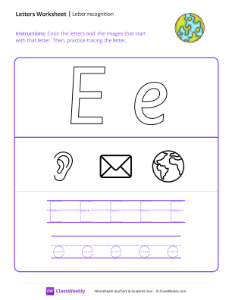 Letter Recognition (E) - Earth-worksheet