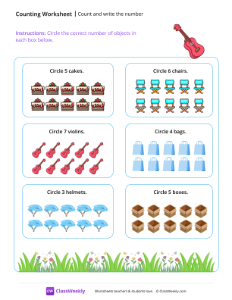 Circle the correct number - Violin-worksheet