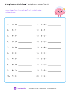 Multiplication tables (2 and 3) - Brain-worksheet