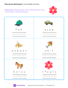 Unscramble The Letters - Flower-worksheet