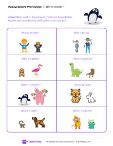 Taller or shorter - Penguin-worksheet