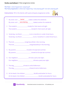 Past Progressive Tenses - Working-worksheet