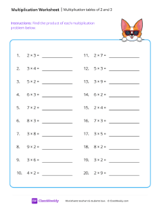 Multiplication tables (2 and 3) - Dog-worksheet