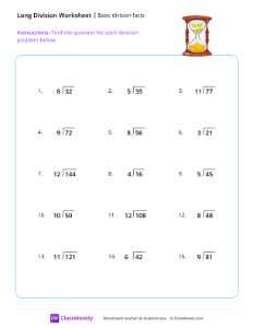 Basic division facts - Hourglass-worksheet