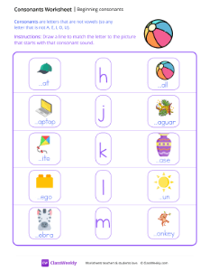 Beginning Consonants - Ball-worksheet