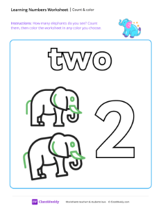 Count and Color - Two-worksheet