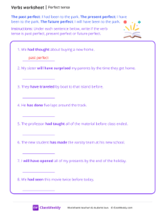 Perfect Tenses - Book Magic-worksheet