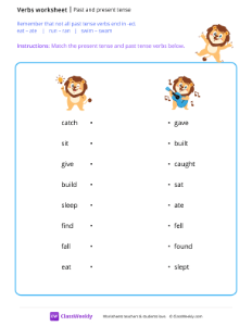 Past and present tense - Lion-worksheet