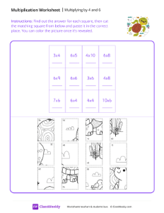 Multiply by 4 and 6 - Sea Turtle-worksheet