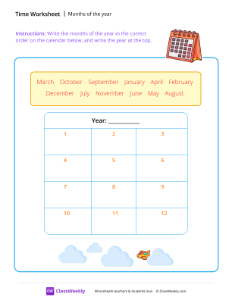 Months of the year (with word bank) - Calendar-worksheet