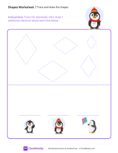 Trace and draw the shapes - Diamonds-worksheet