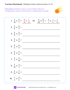 Multiply Fractions (Denominators 2-12) - Comet-worksheet