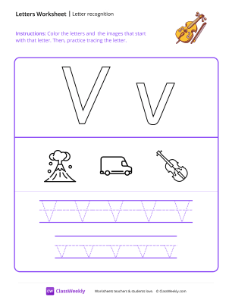 Letter Recognition (V) - Violin-worksheet