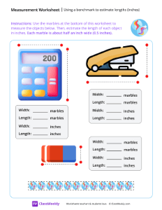 Estimating lengths (inches) - Marbles-worksheet