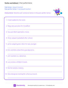 Past Perfect Tenses - Shopping Cart-worksheet