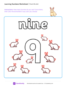 Count and Color - Nine-worksheet