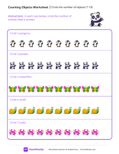 Circle the number of objects (1-10) - Panda-worksheet