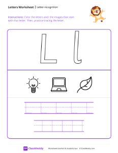 Letter Recognition (L) - Lion-worksheet