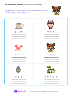 Unscramble The Letters - Girl-worksheet