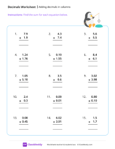 worksheet-Adding-decimals-in-columns---Fishing