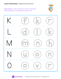 Uppercase & Lowercase (K-O) - Cold Fox-worksheet