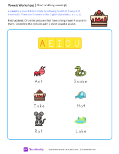 Long & Short Vowels (A) - Cake-worksheet