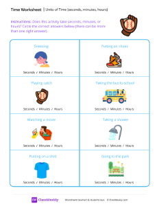 Units of Time (seconds, minutes, hours) - Glove-worksheet