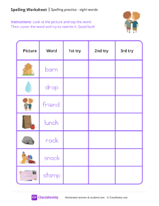 Spelling Practice & Sight Words - Buddies-worksheet