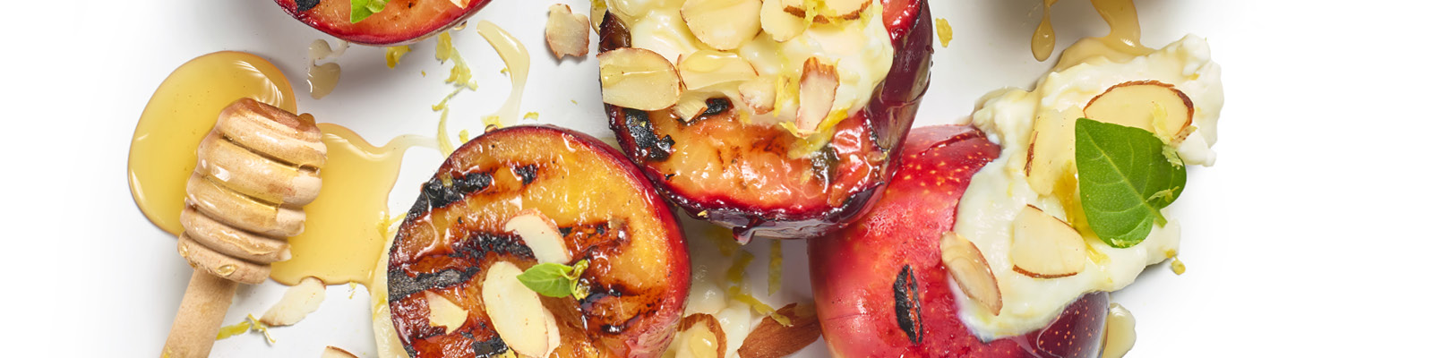 Grilled Plums with Ricotta & Honey