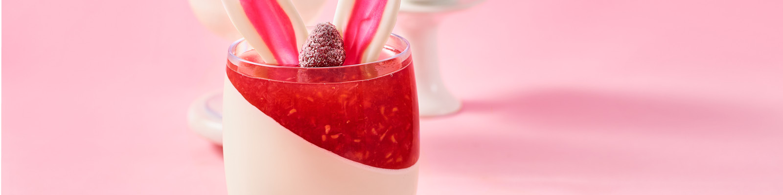 Raspberry-Prosecco Panna Cotta with White Chocolate Bunny Ears