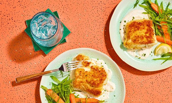 Spice-Crusted Cod with Creamy Malt Vinegar Sauce 