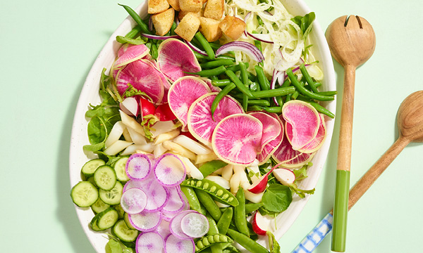 Spring Vegetable Salad with Homemade Croutons 