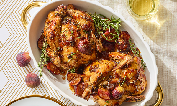 Roasted Cornish Hens with Fig Glaze