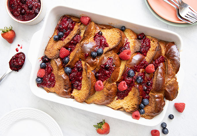 Overnight Baked French Toast with Berry Compote 