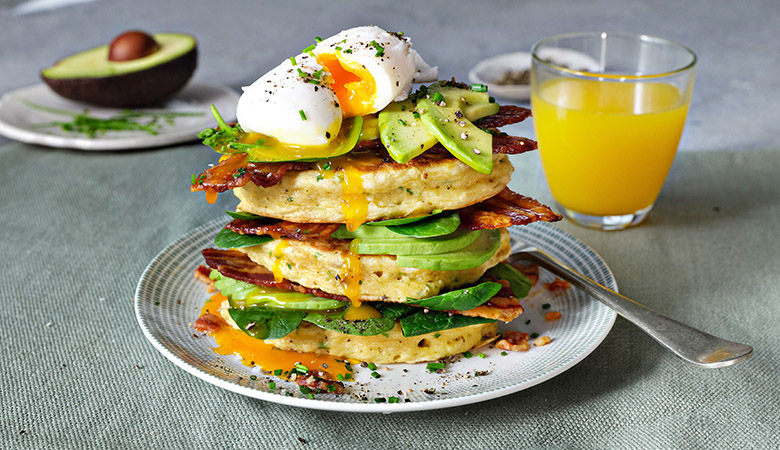 Savoury Egg, Bacon & Avocado Brunch Pancakes 