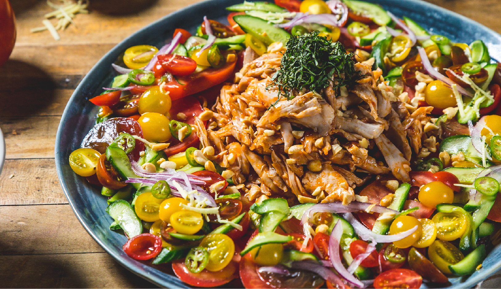 Pulled Chicken & Spicy Tomato Salad