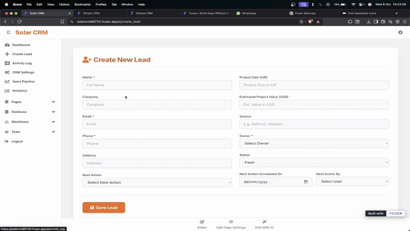 GIF of adding lead oriority section in lead creation form