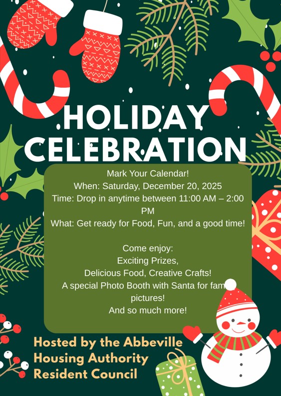 Holiday Celebration flyer. All information as listed below.