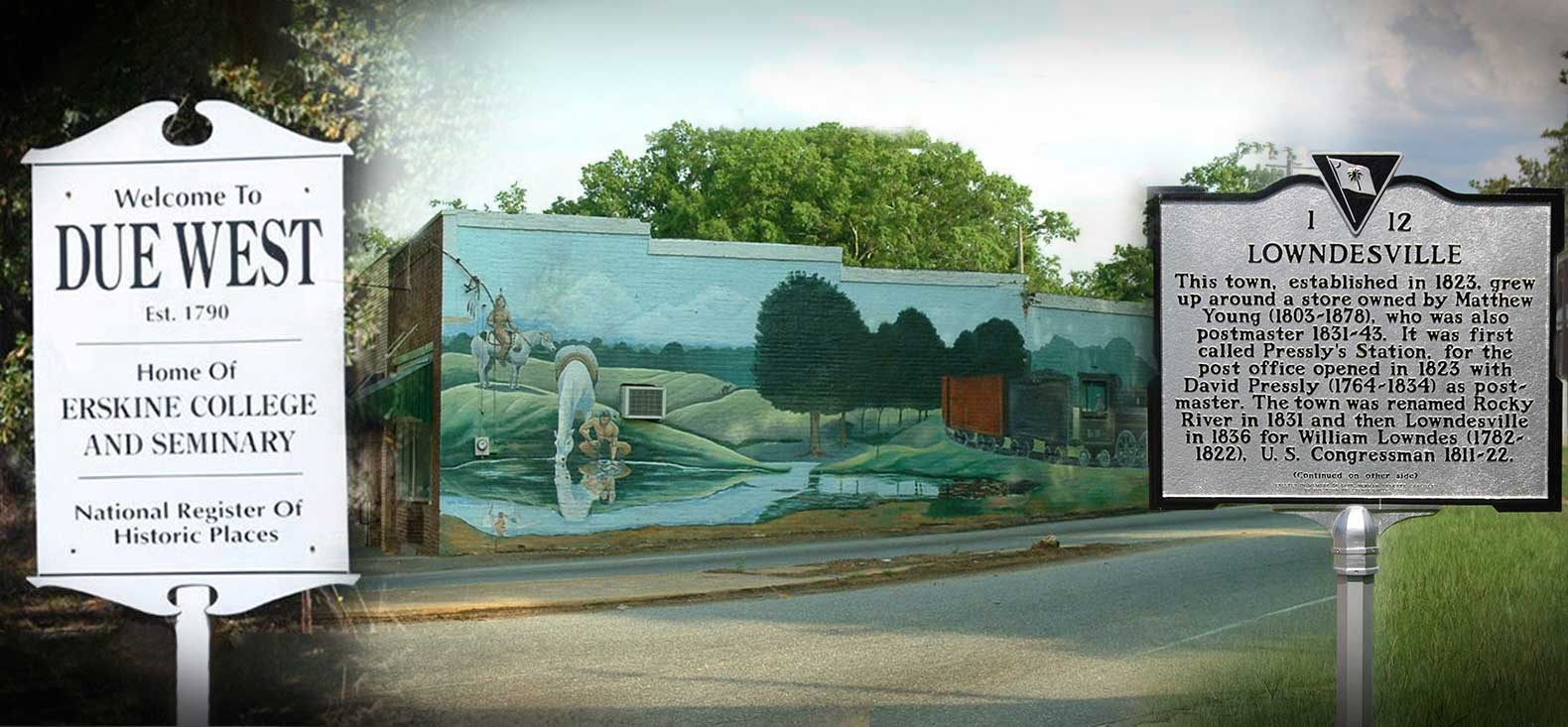 Collage of historic signs and landmarks in Abbeville