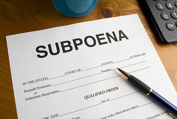 Partial picture of a blank subpoena form.