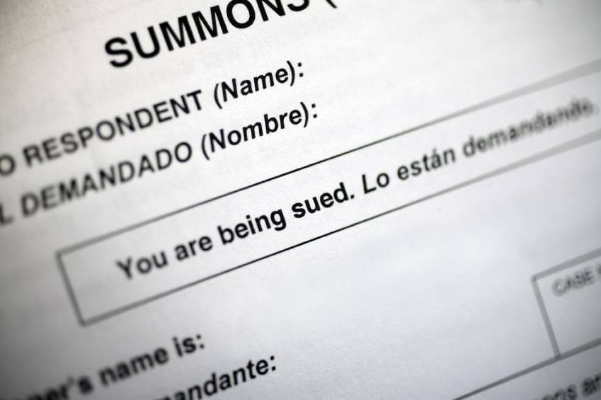 Partial picture of a small claims summons form