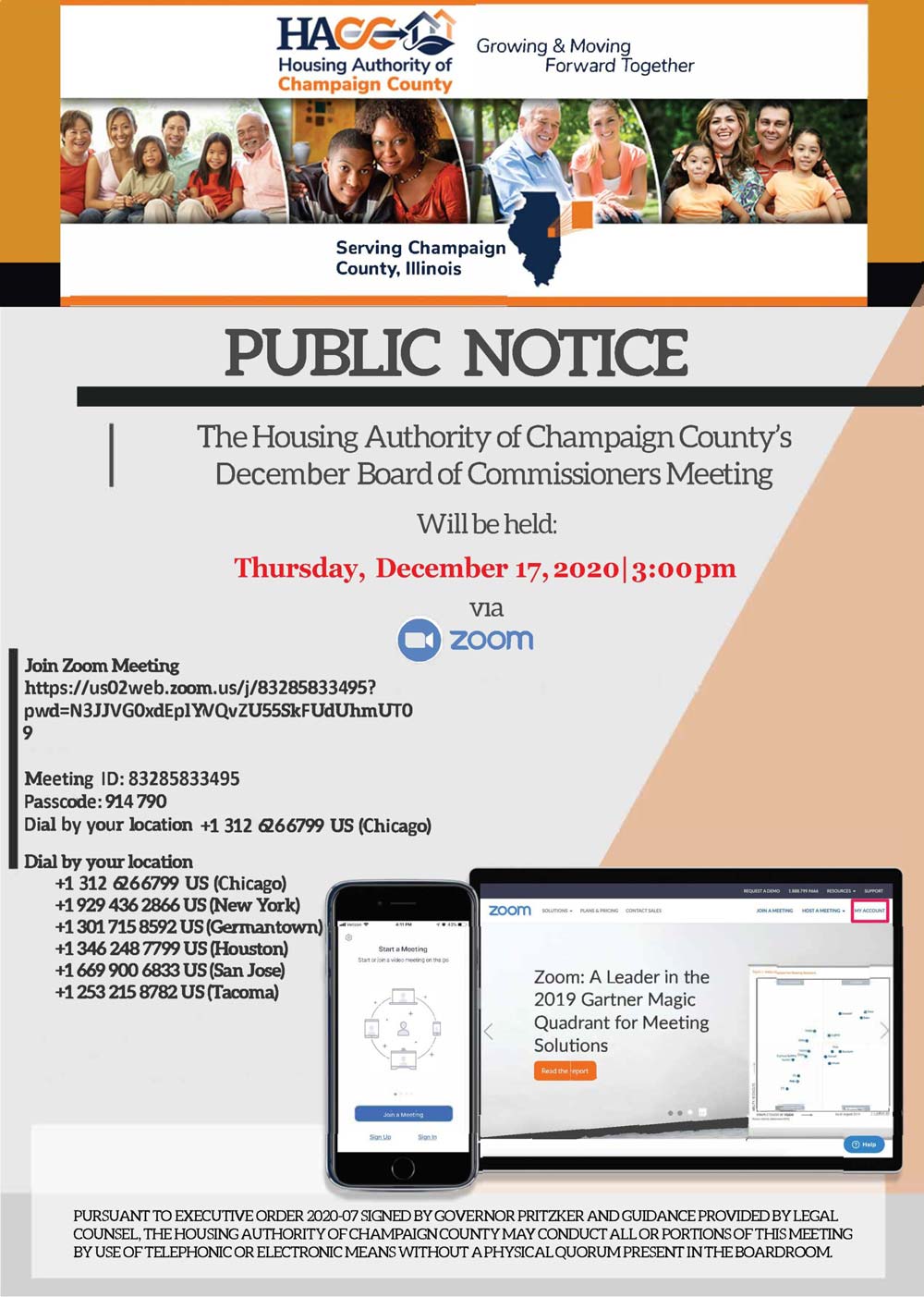 December Board of Commissioners Meeting flyer, all information as listed below.