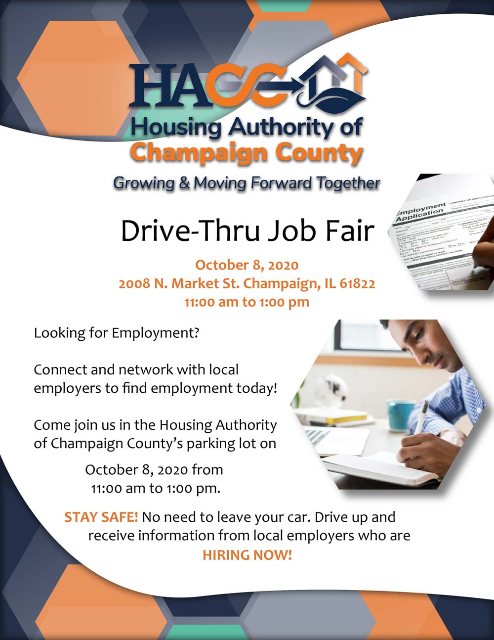 Drive-Thru Job Fair flyer, all information as listed below.